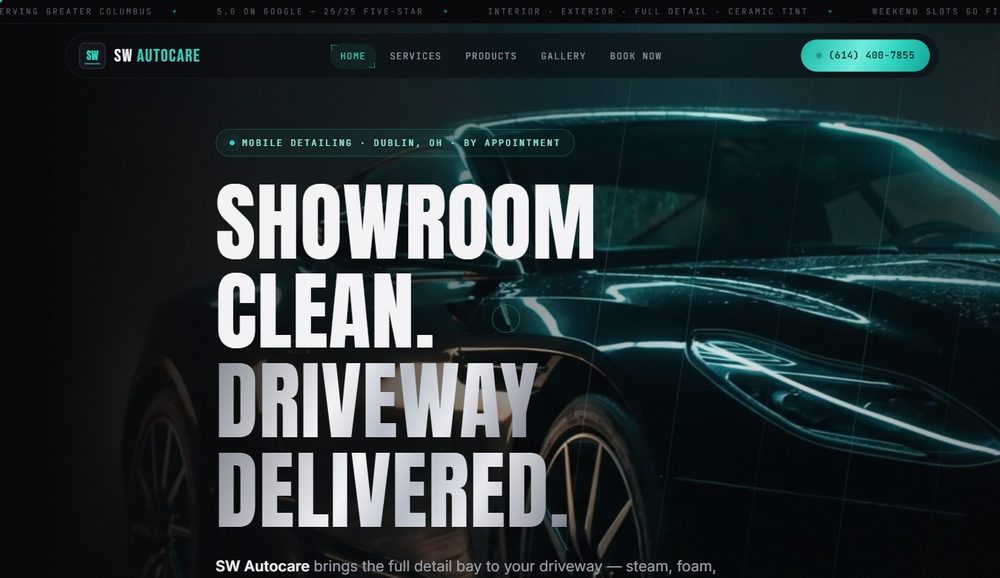 SW Autocare detailing website